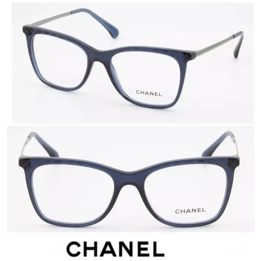 CHANEL 3379 c.508 Cats Eye Frames Dark Blue Transparent Prescription Eyeglasses
